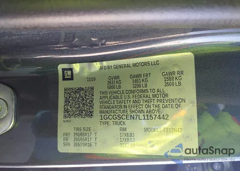 2020 Chevrolet Colorado 2Wd Short Box Lt из США, поврежденный, VIN 1GCGSCEN7L1157442